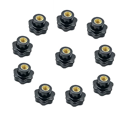 GDQLCNXB M6 Star Knob Clamping Handle Nut Through Hole Set Black Plastic Screw knurled Clamping nut knob10 PCS - Image 1