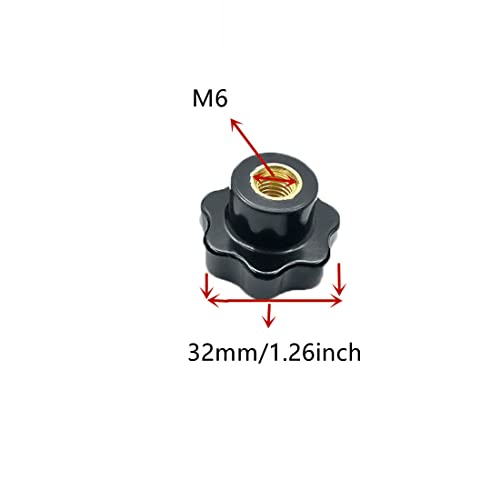 GDQLCNXB M6 Star Knob Clamping Handle Nut Through Hole Set Black Plastic Screw knurled Clamping nut knob10 PCS - Image 2