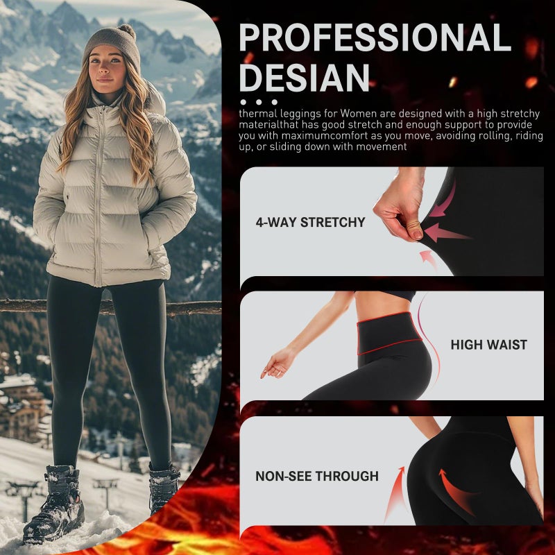 Hi Clasmix Fleece Lined Leggings for Women - High Waisted Winter Yoga Pants, Warm Thermal Running Workout Tights - Image 3