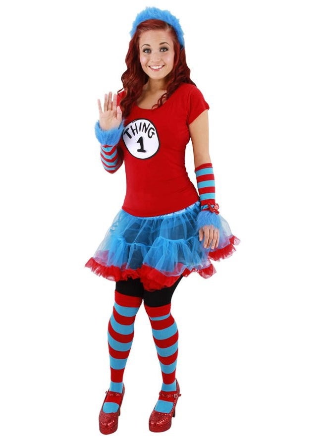 elope Thing 1 & Thing 2 Striped Knee Highs, Redblue, One size - Image 3
