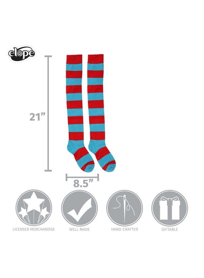elope Thing 1 & Thing 2 Striped Knee Highs, Redblue, One size - Image 5