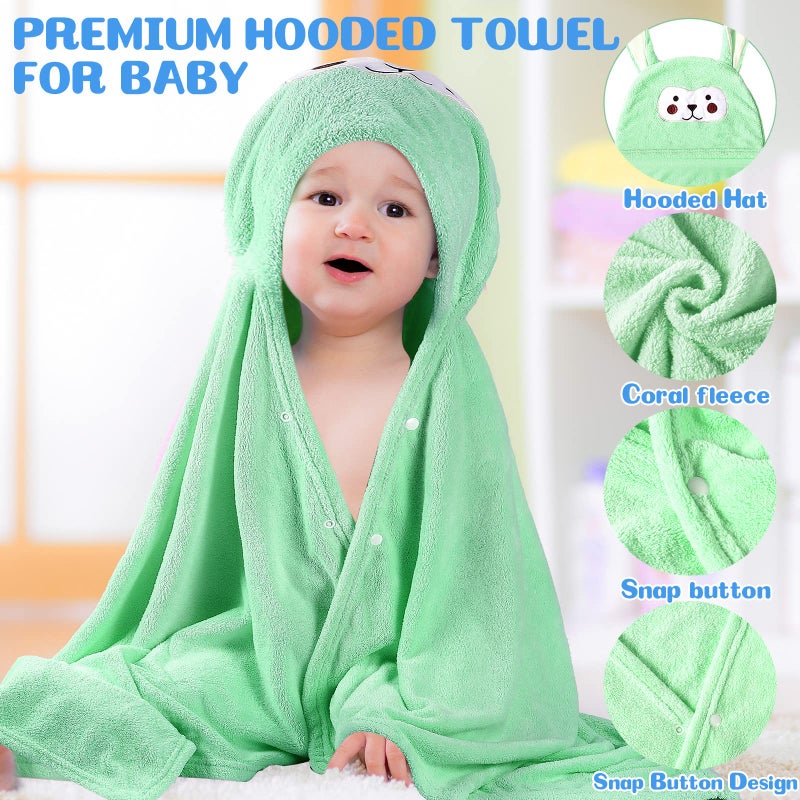 Kenning 4 Pack 28 x 55 Inch Hooded Baby Towels Toddler Bath Towel Toddler Baby Towels with Hood, Hooded Kids Bath Towel for Boy Girl 0-5 Year, Absorbent Thick Soft, Large Size, 4 Colors - Image 3