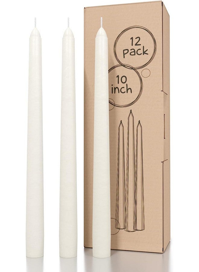 AURA DECOR AuraDecor Taper Candles Pack || Dinner Candles || Celebration Candles || 10 inch Candles || Dripless || Smokeless Candle || Burnng Time 8 Hours (Pack of 12, Ivory) - Image 1