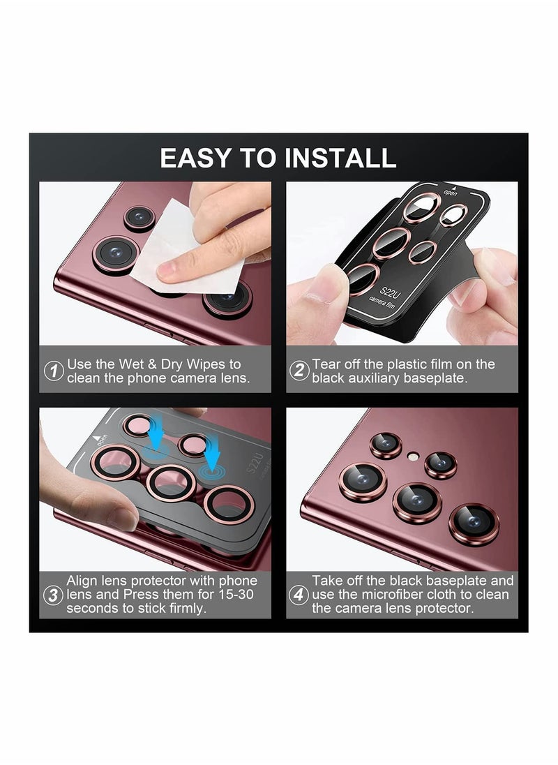 SYOSI - Camera Lens Protector for Samsung S22 Ultra ScratchProof Excefore DropProof Alloy Phone Screen Cover Protection Galaxy 6.8'' Red - Image 1