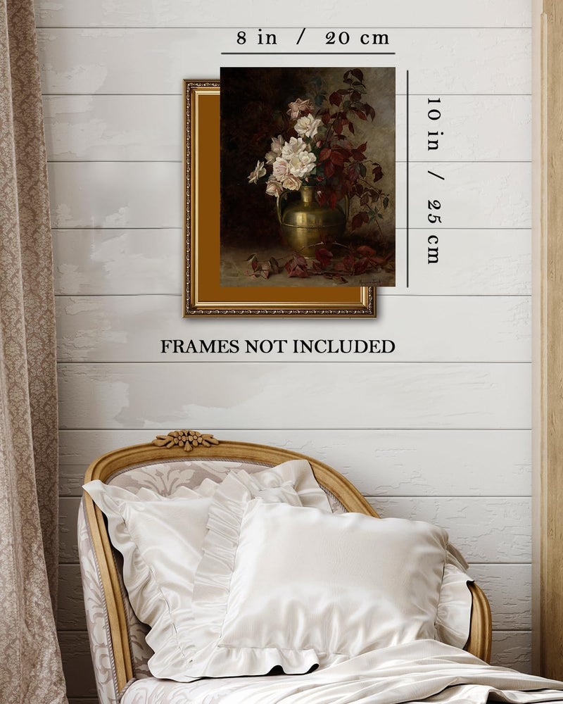 Kizbok Moody Floral Wall Art  Vintage Wall Art Prints for Wall Decor Dark Academia Wall Decor  Farmhouse Canvas Rose Flower Painting  Vintage Wall Pictures for Gallery Kitchen Bathroom Wall Decor( 8"" x 10""-UNFRAMED) - Image 2