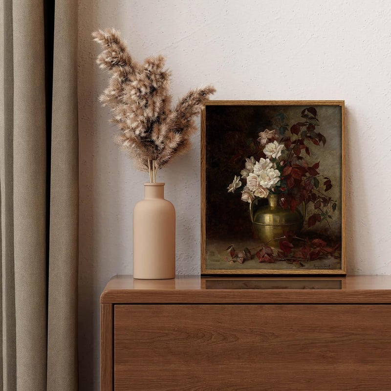 Kizbok Moody Floral Wall Art  Vintage Wall Art Prints for Wall Decor Dark Academia Wall Decor  Farmhouse Canvas Rose Flower Painting  Vintage Wall Pictures for Gallery Kitchen Bathroom Wall Decor( 8"" x 10""-UNFRAMED) - Image 5