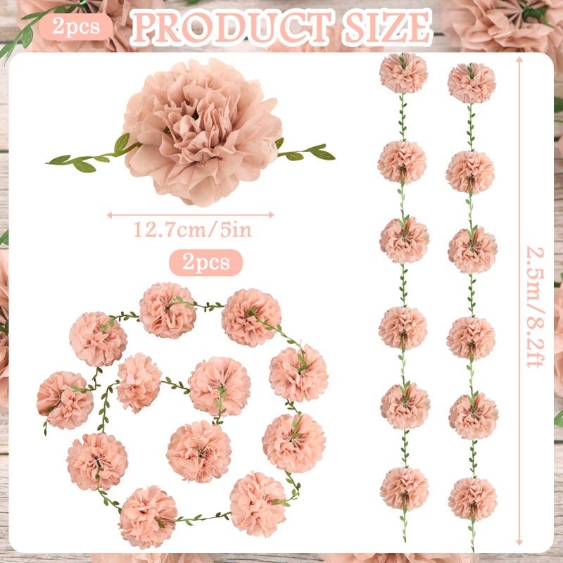 Homarkable Nude Tissue Paper Pom Pom Garlands, Paper Flowers for Birthday Decorations, Baby Shower, Wedding Engagement, Bridal Shower, Spring Summer Party Decorations - Image 2