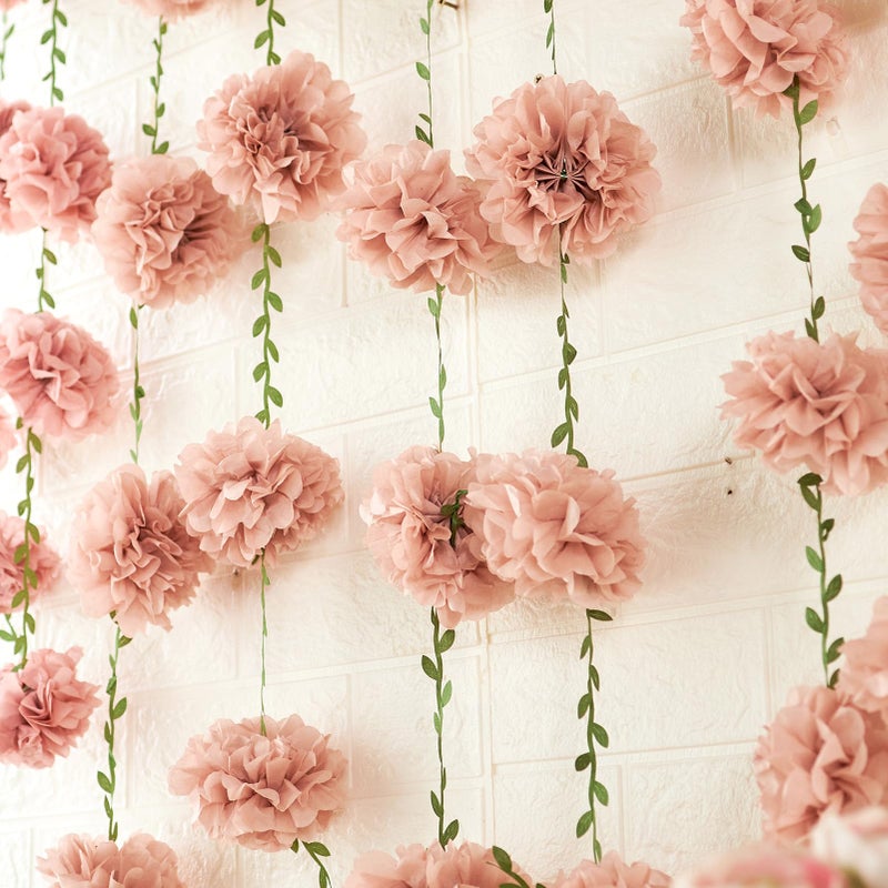 Homarkable Nude Tissue Paper Pom Pom Garlands, Paper Flowers for Birthday Decorations, Baby Shower, Wedding Engagement, Bridal Shower, Spring Summer Party Decorations - Image 1