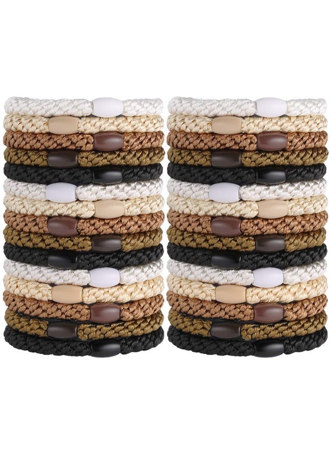 Funtopia - Hair Ties for Women Girls, Funtopia 30 Pcs Elastics Hair Bands Ponytail Holders for Thick Hair, No Damage No Crease Hair Elastics (Black/Brown/White/Beige/Coffee) - Image 1