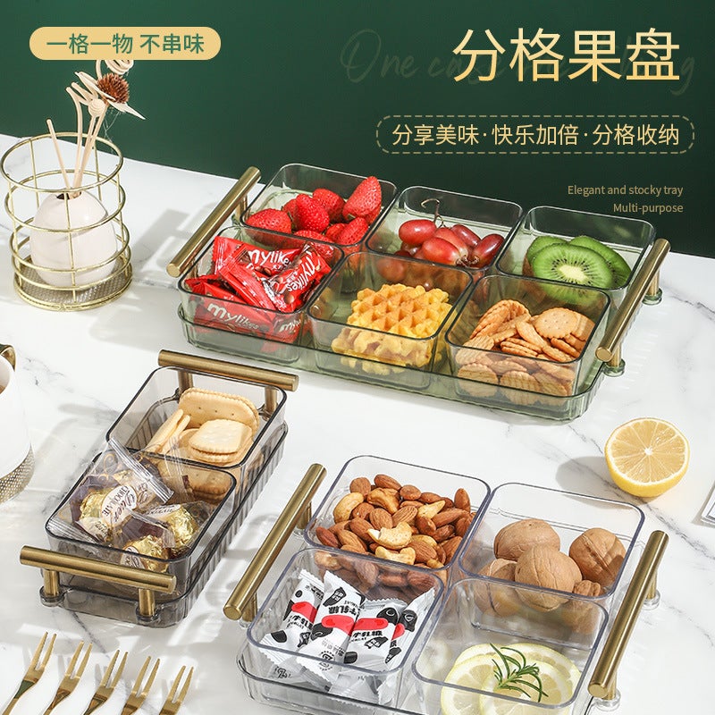 Nordic Style Light Luxury Grid Fruit Plate Home Living Room Coffee Table Dried Fruit Dessert Snack Platter Melon Seeds Snack Fruit Plate - Image 2