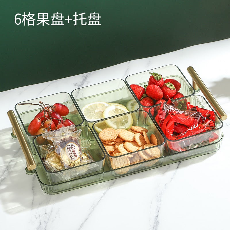 Nordic Style Light Luxury Grid Fruit Plate Home Living Room Coffee Table Dried Fruit Dessert Snack Platter Melon Seeds Snack Fruit Plate - Image 1