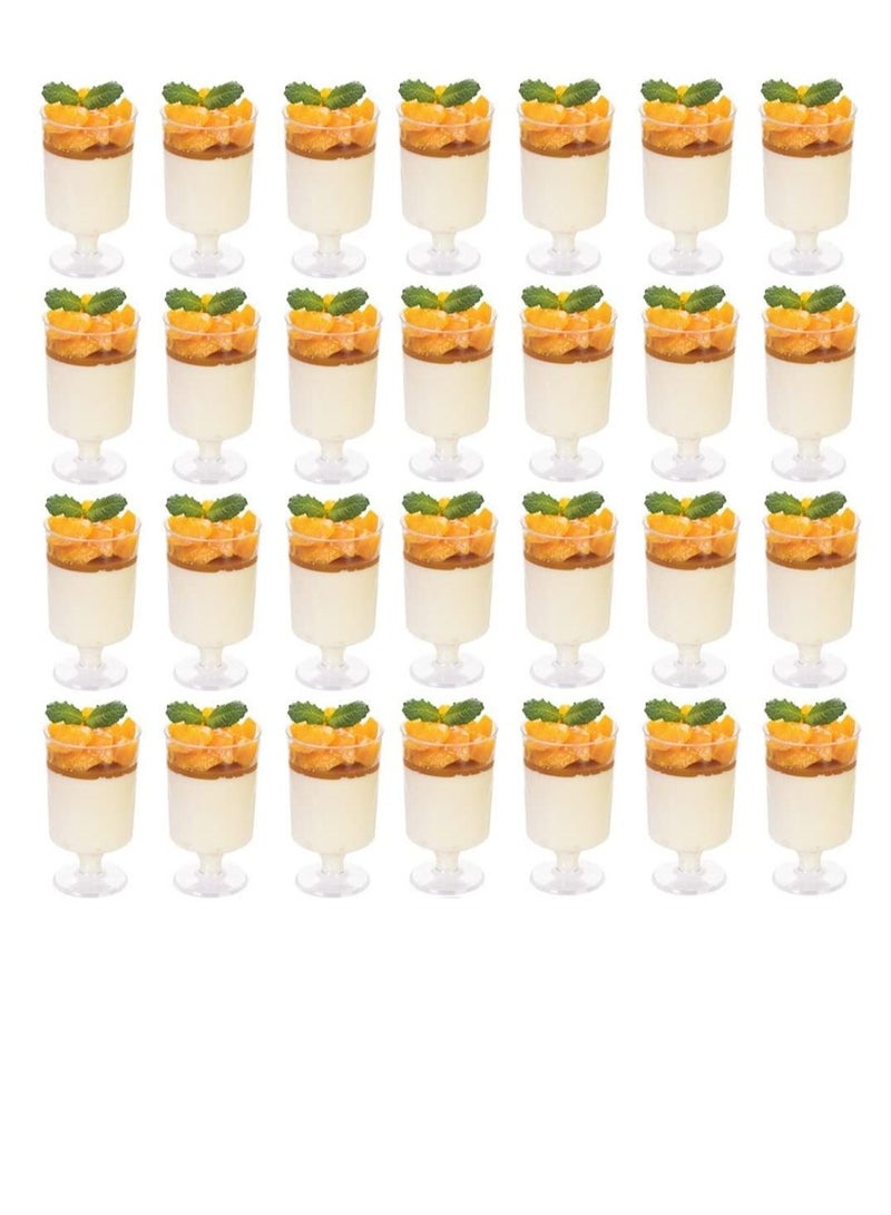 Y&D 100 Piece Mini Dessert Cups, 100ml Plastic Round Pastry Clear Parfait Appetizer Reusable Pudding Mousse Party Serving Bowls (8.6 x 5 cm) - Image 1