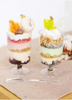 Y&D 100 Piece Mini Dessert Cups, 100ml Plastic Round Pastry Clear Parfait Appetizer Reusable Pudding Mousse Party Serving Bowls (8.6 x 5 cm)  - Image 2