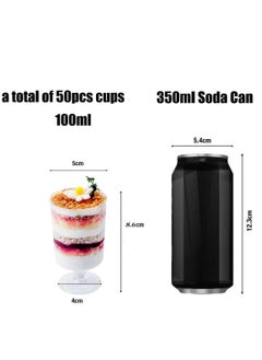 Y&D 100 Piece Mini Dessert Cups, 100ml Plastic Round Pastry Clear Parfait Appetizer Reusable Pudding Mousse Party Serving Bowls (8.6 x 5 cm)  - Image 3
