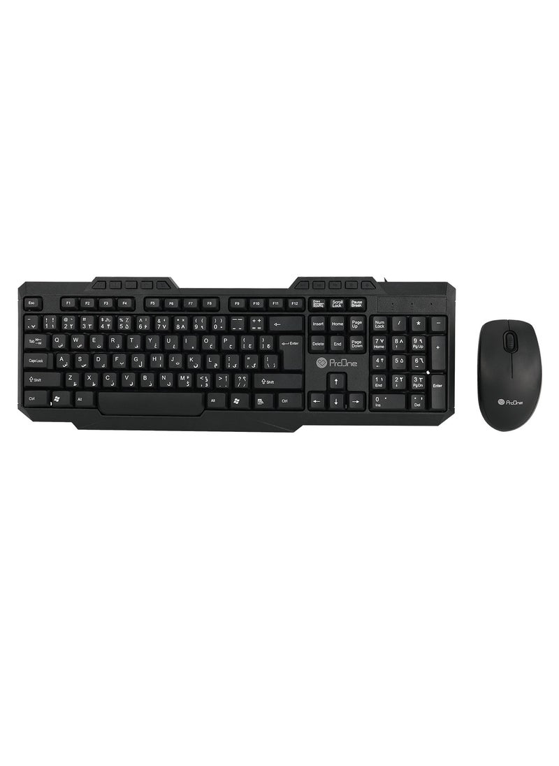 ProOne - ProOne PMK15 Keyboard and Mouse Combo - 104 Keys + 10 Hot Keys, 1000 DPI Sensitivity Mouse, 1.5m Wired, Ergonomic Design, Compatible with PC & Laptop, Ideal for Home, Office, and Gaming - Image 1