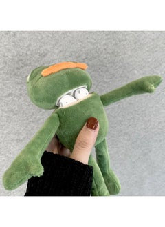 Case Cover For AirPods 1 / 2 Plush Sad Frog Shape Earphone Protective Case with Hook