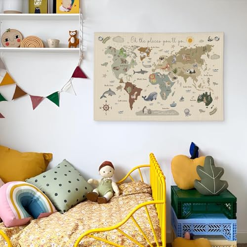 Wheatwin World Map for Kids, World Maps Banner for Playroom Wall 20x30, World Map Cute Wall Hanging Decor Banner Flag for Playroom Nursery Classroom Boys Girls Kids Room Prints - Image 5