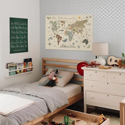 Wheatwin World Map for Kids, World Maps Banner for Playroom Wall 20x30, World Map Cute Wall Hanging Decor Banner Flag for Playroom Nursery Classroom Boys Girls Kids Room Prints - Image 4