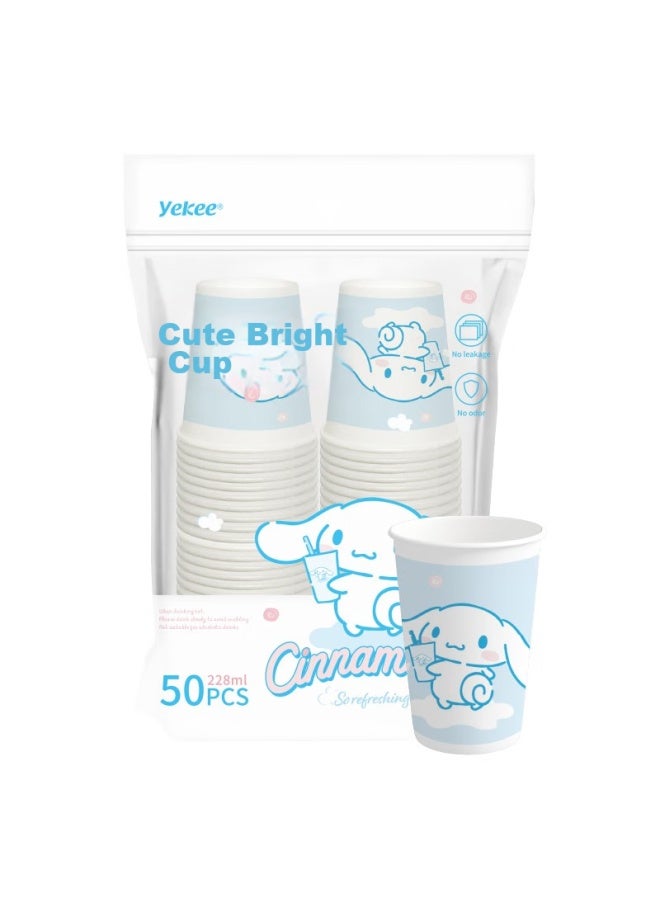 Yekee Disposable Paper Cups Sanrio Collaboration Thickened Business And Home Use Big Ear Dog Design 228ml 50 Pieces K-8161 - Image 4