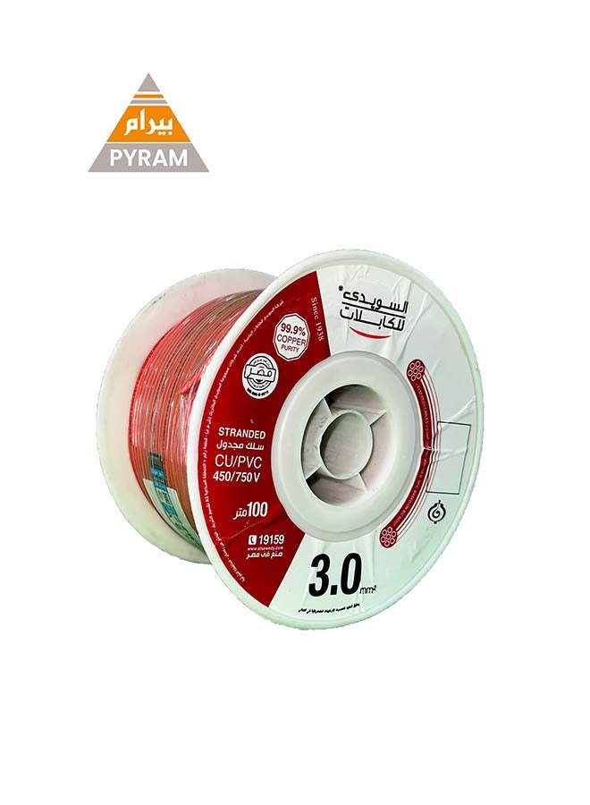 El Sewedy PVC Multi Purpose Stranded Cable 3 mm red 100meter