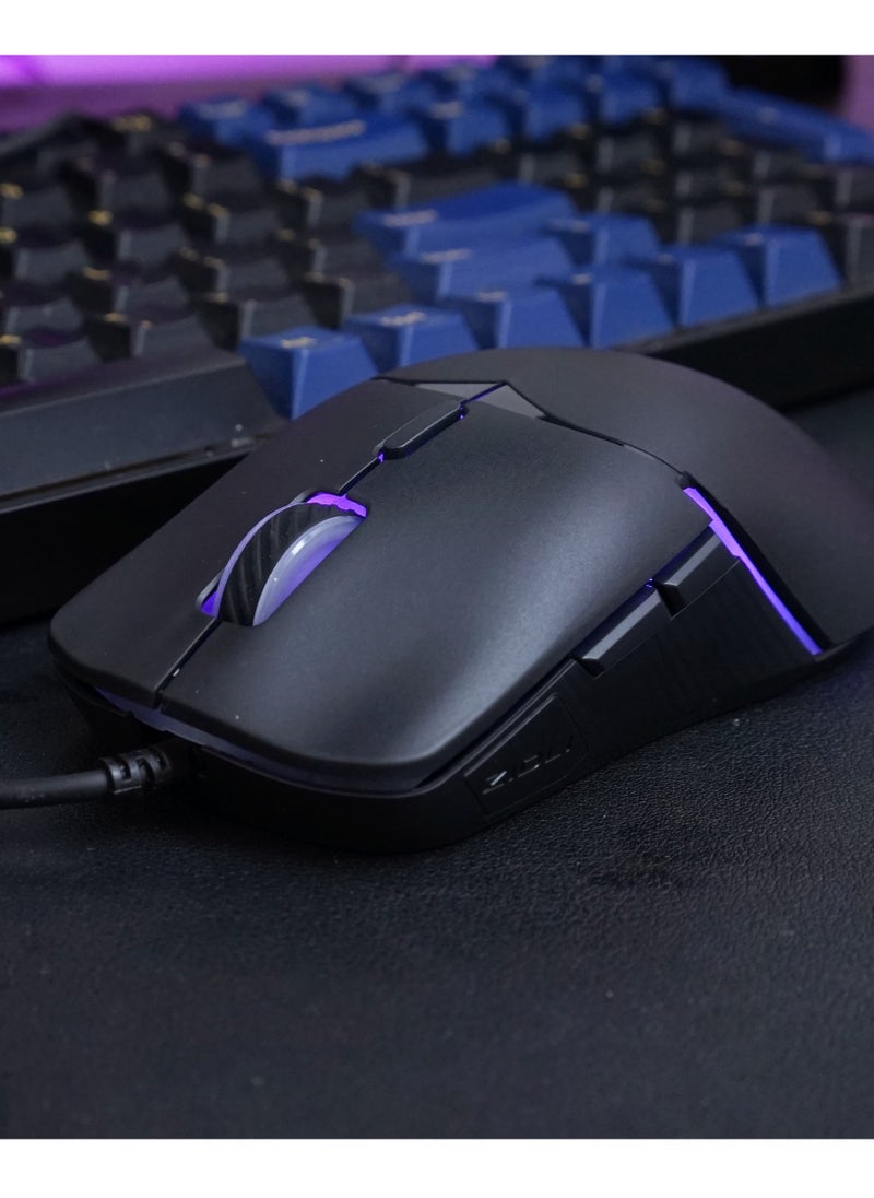 ZIDLI ZIDLI M80 Gaming Mouse  – Ergonomics  6 buttons- 7 RGB colors Backlight – 8800 DPI  – 3 million click life time – Weigh : 69g | Black  - Image 4
