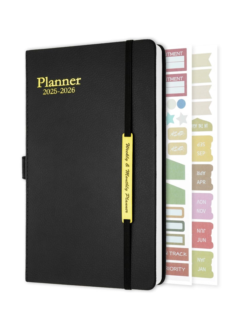 Bukela - Planner Notebook 2025-2026, Academic Calendar 18 Month Planner from Jan 2025 to Jun 2026, 8.2" x 5.7" Agenda Book Planner, Hardcover Leather Teacher Student Planner Perfect for School or Office - Image 1