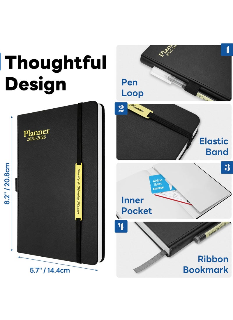 Bukela - Planner Notebook 2025-2026, Academic Calendar 18 Month Planner from Jan 2025 to Jun 2026, 8.2" x 5.7" Agenda Book Planner, Hardcover Leather Teacher Student Planner Perfect for School or Office - Image 1