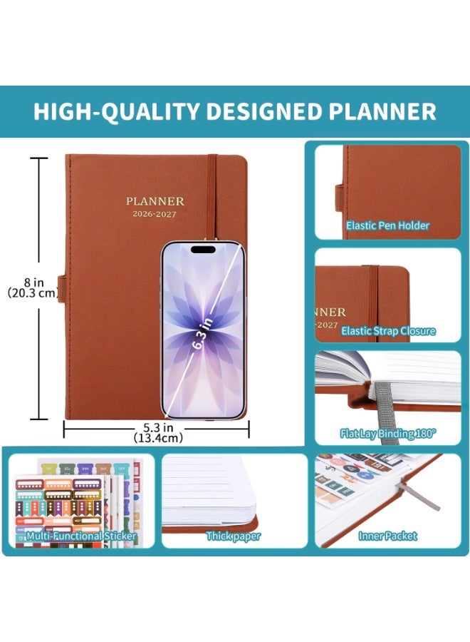 كيلا دفتر تخطيط 2026-2027، مخطط شهري أسبوعي من يناير 2026 إلى يونيو 2027، مخطط 2026-2027 مع حلقة قلم وجيب خلفي وملصقات، مخطط 18 شهرًا، مخططات شهرية 2026-2027 - Image 2