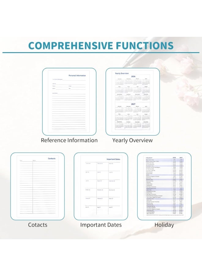 كيلا دفتر تخطيط 2026-2027، مخطط شهري أسبوعي من يناير 2026 إلى يونيو 2027، مخطط 2026-2027 مع حلقة قلم وجيب خلفي وملصقات، مخطط 18 شهرًا، مخططات شهرية 2026-2027 - Image 5