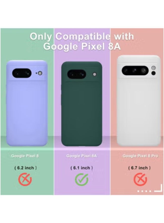 JAJEEK Google Pixel 8a Case – Deep Green Silicone Cover with 1 Tempered Glass Screen Protector | Slim Shockproof Full Body Protection with Soft Microfiber Lining | Scratch-Resistant, Wireless Charging Compatible, Anti-Fall Grip, Durable & Sleek Design - Image 3