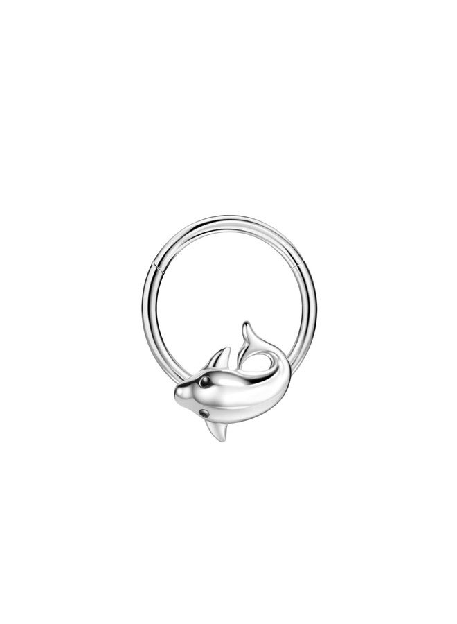FANSING Dolphin Septum Jewelry 16g Septum Ring Surgical Steel Piercing Rings 16 Gauge 10mm Daith Hoop Earring - Image 1
