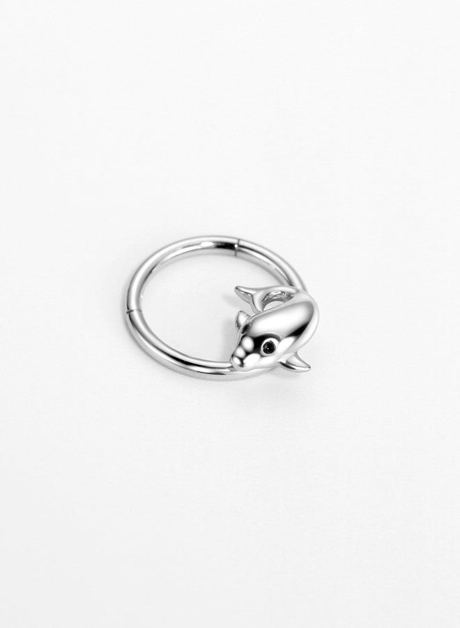 FANSING Dolphin Septum Jewelry 16g Septum Ring Surgical Steel Piercing Rings 16 Gauge 10mm Daith Hoop Earring - Image 3