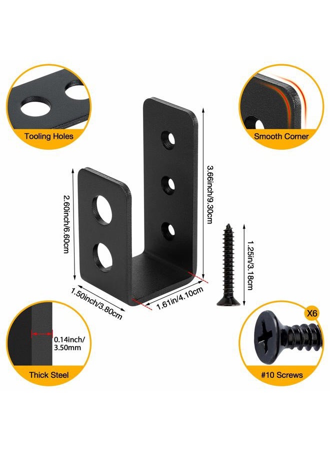 Sihnman 2x4 (1.5x3.5 inch) Door Barricade Brackets (2 pcs) | Drop Open Bar Holder Steel U Bracket for 2 by 4 Lumber as Security Door Reinforcement, Door Jammer, Tool Hanger for Home, Barn, Shed, Garage, Gate - Image 2