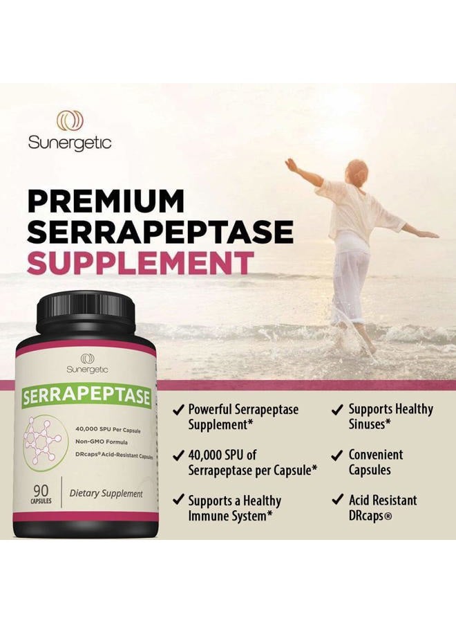 Sunergetic Premium Serrapeptase Enzyme Supplement – Helps Support Sinus Health – Powerful Serrapeptase Enzymes Formula – 40,000 SU Per Capsule- 90 Enteric Coated Serrapeptase Capsules - Image 4