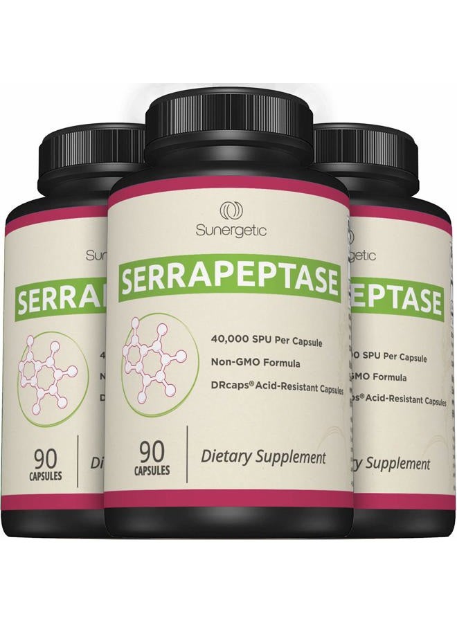 Sunergetic Premium Serrapeptase Enzyme Supplement – Helps Support Sinus Health – Powerful Serrapeptase Enzymes Formula – 40,000 SU Per Capsule- 90 Enteric Coated Serrapeptase Capsules - Image 5