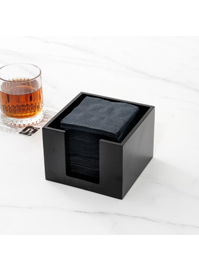 Restaurantware 5.5 x 4 Inch Cocktail Napkin Holder, 1 Square Flat Napkin Holder - For Bars, Kitchen Tables, or Countertops, Sturdy, Black Bamboo Tissue Napkin Holder, Dining Room Decor - Image 3