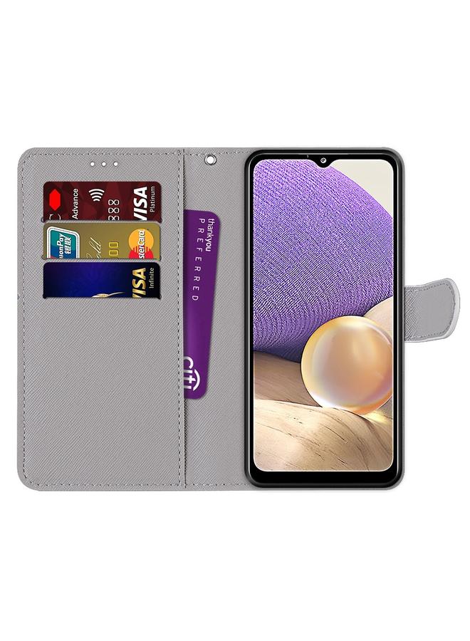 إيروريكس جراب لهاتف Samsung Galaxy A32 5G، جراب جلدي من البولي يوريثان قابل للطي أفقيًا برسومات متقاطعة ملونة مع حامل وفتحات للبطاقات ومحفظة وحبل تعليق - Image 4