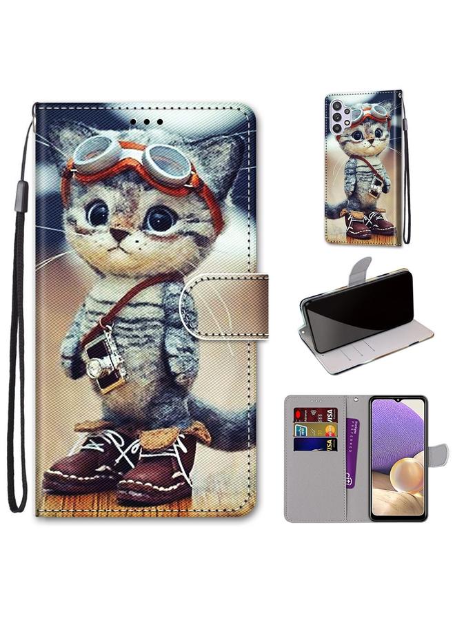 إيروريكس جراب لهاتف Samsung Galaxy A32 5G، جراب جلدي من البولي يوريثان قابل للطي أفقيًا برسومات متقاطعة ملونة مع حامل وفتحات للبطاقات ومحفظة وحبل تعليق - Image 1