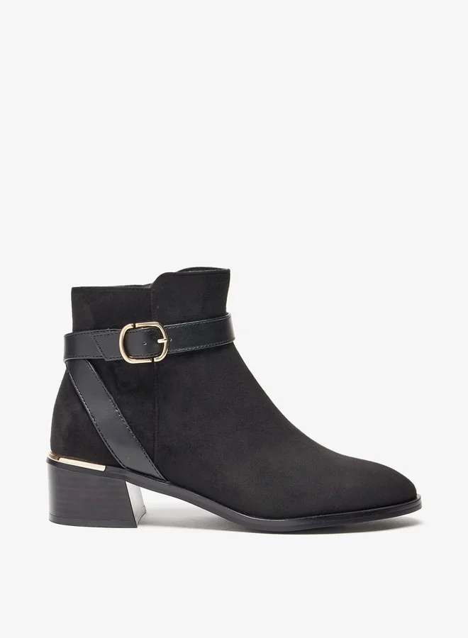 سيليست Women's Solid Slip On Ankle Boots with Zip Closure