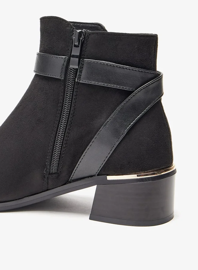 سيليست Women's Solid Slip On Ankle Boots with Zip Closure