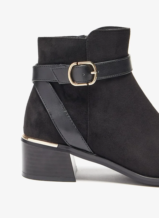سيليست Women's Solid Slip On Ankle Boots with Zip Closure