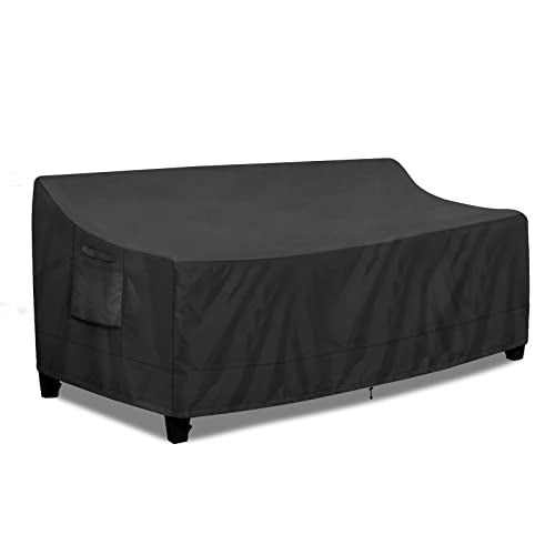 غطاء أريكة خارجي مقاوم للماء من بيور فيت لأثاث الفناء 3 مقاعد مع فتحة تهوية ومقابض 78W x 35D x 35H بوصة أسود