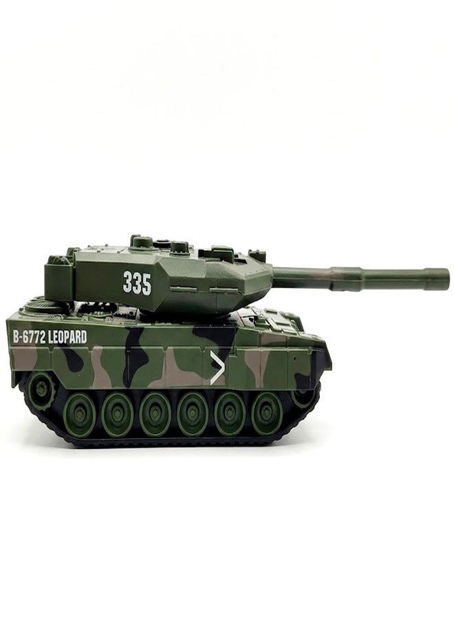 Breatoi B-6772 Leopard Type Military Tank Die-Cast Model, 1:43 Scale, Camouflage Green, Army Collectible - Image 1