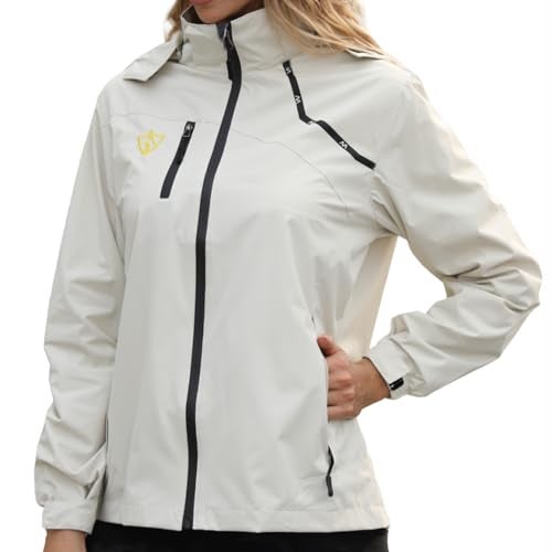 GIISAM Raincoats for Women with Hood Waterproof Light Weight Rain Jackets Foldable Outdoor Wind Breakers Female White - Image 2