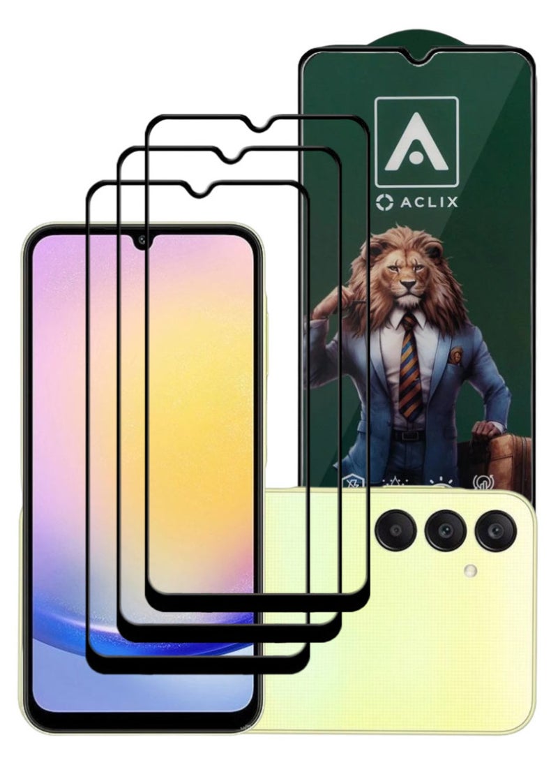ACLIX 3 Pieces Antistatic ESD Dustproof Premium Quality High Definition Tempered Glass Screen Protector Designed For Samsung Galaxy A25 - Image 1