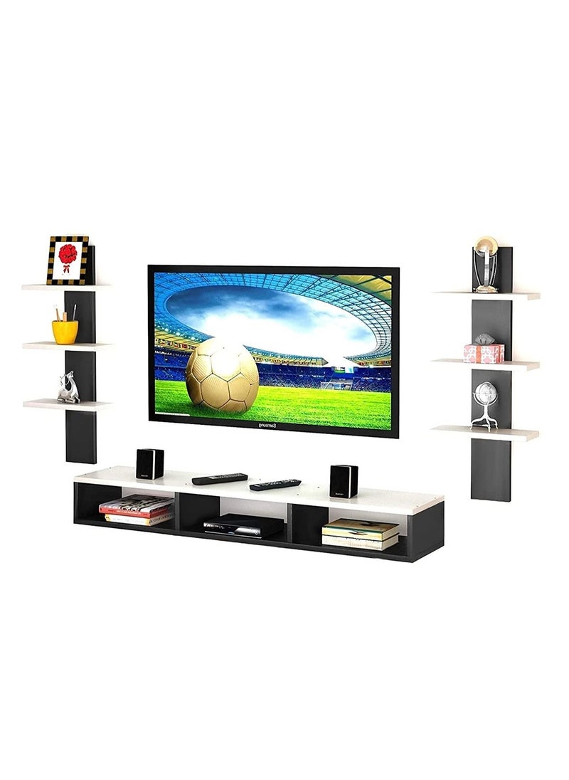 Wall Mounted TV Unit, Cabinet, with TV Stand Unit Wall Shelf for Living Room (White&Black) - pzsku/Z590DBF02F6A449A9DF53Z/45/_/1671313422/4a54b22b-80f0-479c-8d54-fffd27a32acd