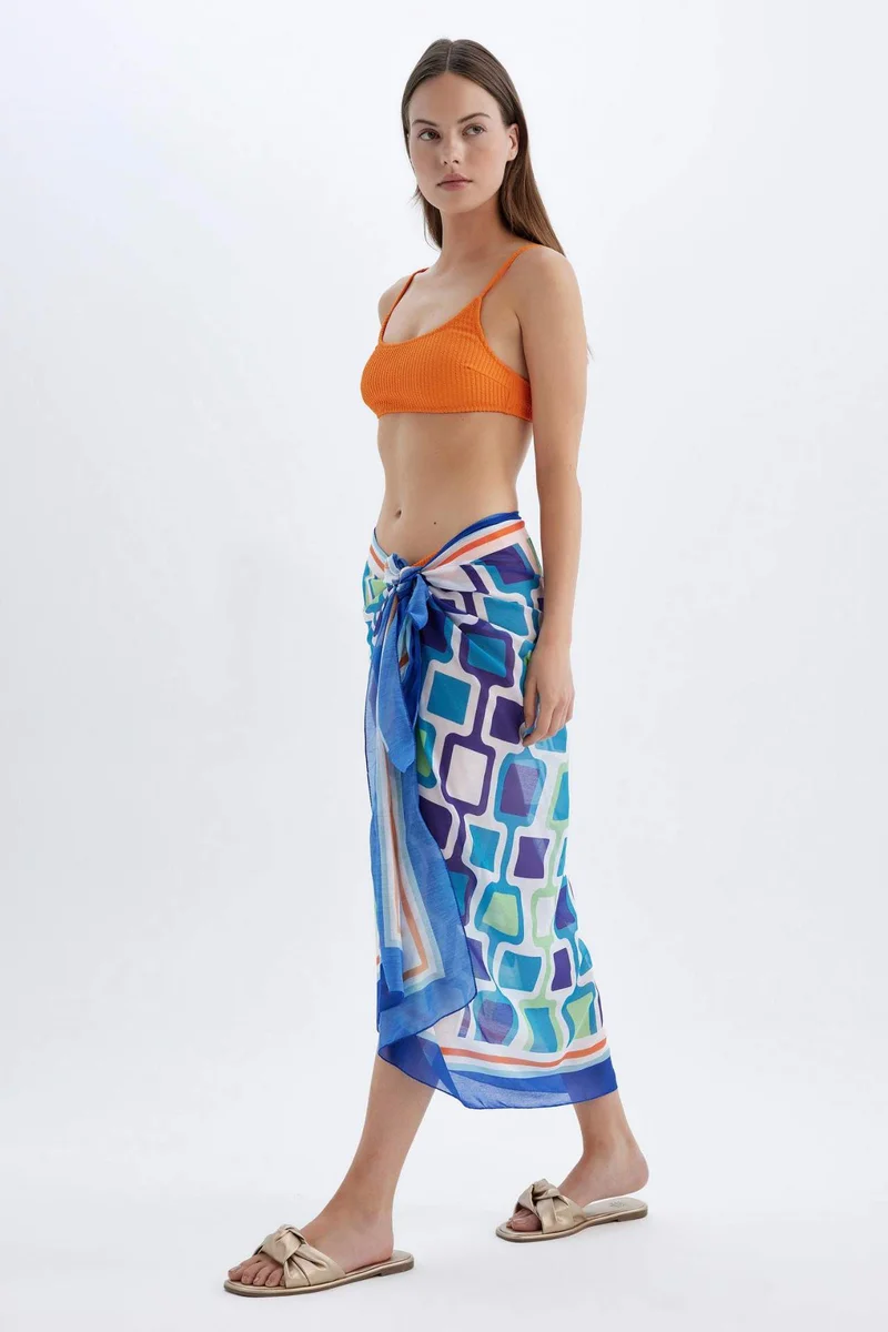 ديفاكتو Regular Fit Printed Voile Beachwear