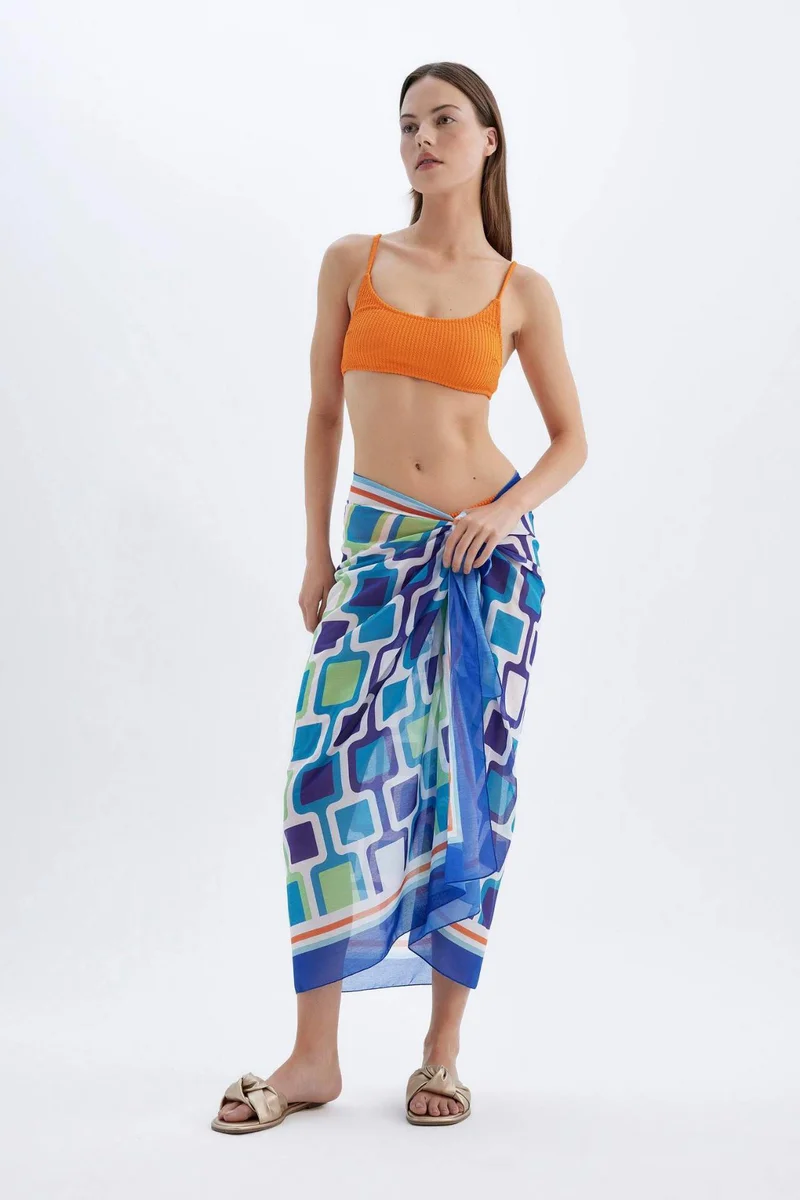 ديفاكتو Regular Fit Printed Voile Beachwear