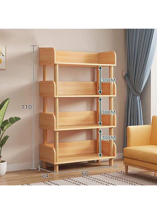 erorex 4 Tier Open Bookshelf Freestanding Bookcase Book Shelf Book Rack Wood Storage Shelves Display Stand With Top Edge And Solid Wood Frame For Living Room Home Office Storage Cabinet - Image 3