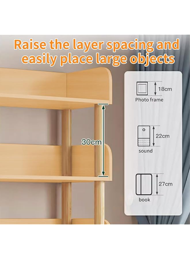 erorex 4 Tier Open Bookshelf Freestanding Bookcase Book Shelf Book Rack Wood Storage Shelves Display Stand With Top Edge And Solid Wood Frame For Living Room Home Office Storage Cabinet - Image 4